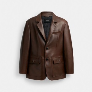 Brown Coach Heritage C Leather Men Jackets | ZA_CH66488