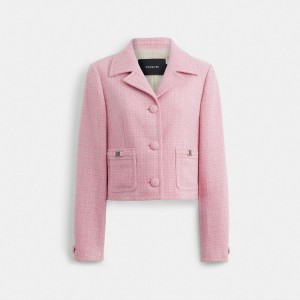Pink Coach Heritage C Tweed Women Jackets | ZA_CH89285